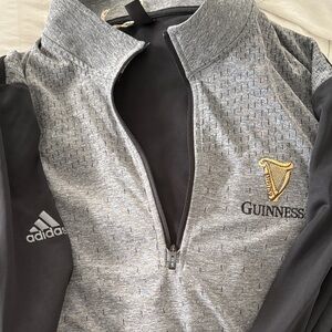 Adidas Gray and Black Quarter-Zip with Gold Logo Guinness
